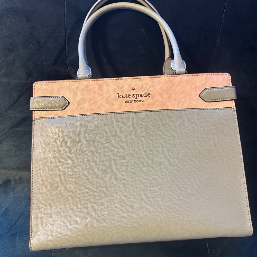 Baby blue and white Kate Spade bag